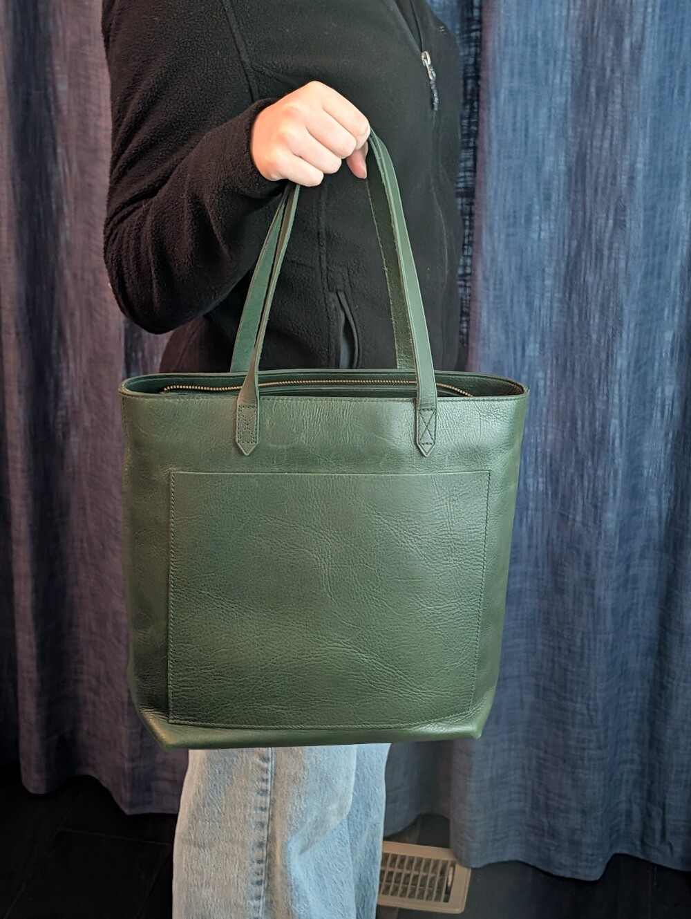Madewell Green Leather Tote Bag